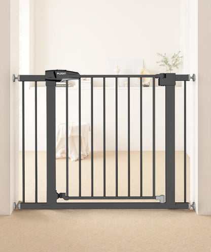 29.5-40.5" Baby Gate for Stairs, Dog Gate for Doorways, Walk Thru Auto Close Metal Baby Safety Gate for The House, Stairs and Doorways, Child Gate Pressure Mounted, Pet Gate for Dog Indoor - Black