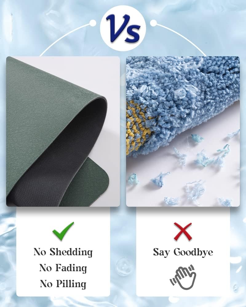 MontVoo -Bath Mat-Rubber Backing Non SlipThin Bathroom Rugs Fit Under Door- Quick Dry Absorbent Faux Suede Surface Grey Bathroom Floor Mats-Shower Rug for in Front of Bathtub Shower Gray 16x24