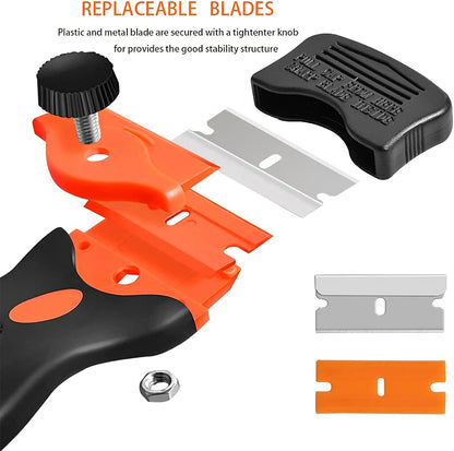Razor Blade Scraper Tool Kit - 2Pack Razor Scrapers & 20Pcs Extra Blades | Plastic Paint Scraper Tool, Razor Scraper Tool for Glass Top Stove, Paint Scrappers for Cleaning Window, Cooktop, Oven, Floor