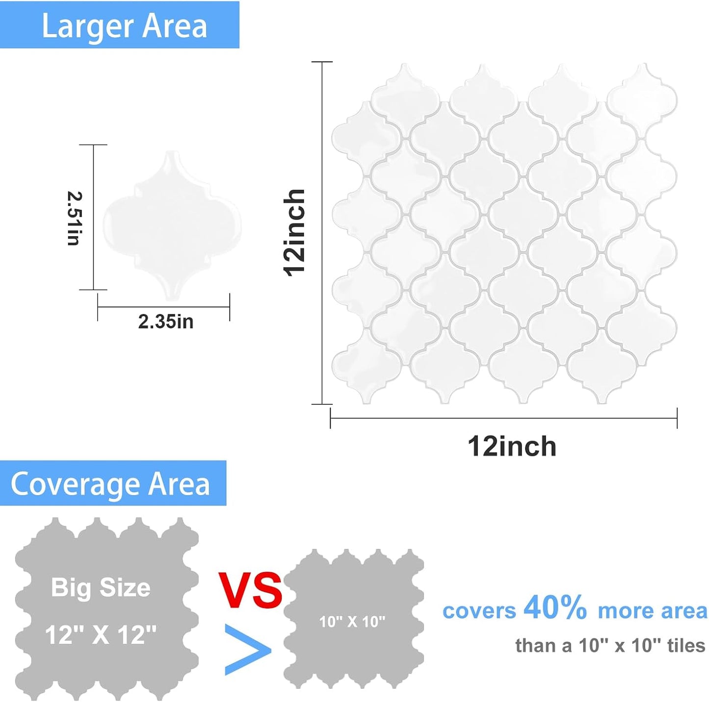 Arabesque Peel and Stick Backsplash for Kitchen, Thicker Design 3D Self Adhesive Wall Tiles, 12"x12" Peel and Stick Wall Tiles, Dark Grey 10-Sheet Stick on Tiles for Kitchen and Bathroom.