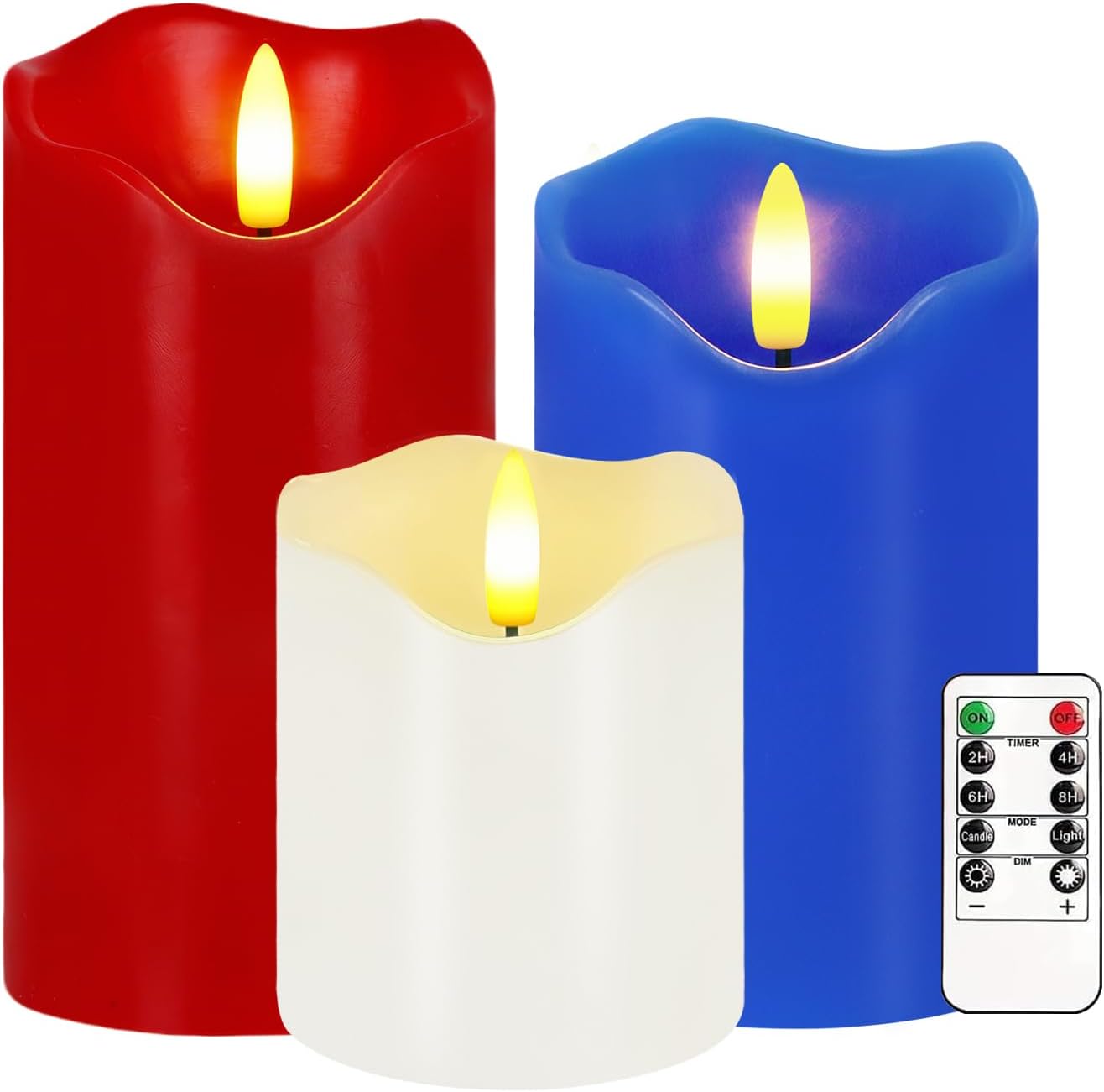 Flameless Candles Lights, Set of 3 Flickering LED Candles with Remote & Timer, Dimmable Electric Pillar Candles Battery Operated, Green Candles for Home St. Patrick’s Day Christmas Decor (Green)