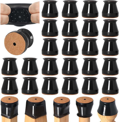 VIUME 24 Pcs Chair Leg Floor Protectors for Hardwood Floors Silicone Covers Felt Pads Furniture Leg Caps Anti-Scratch Reduce Noise Fit (1-5/16" to 2")