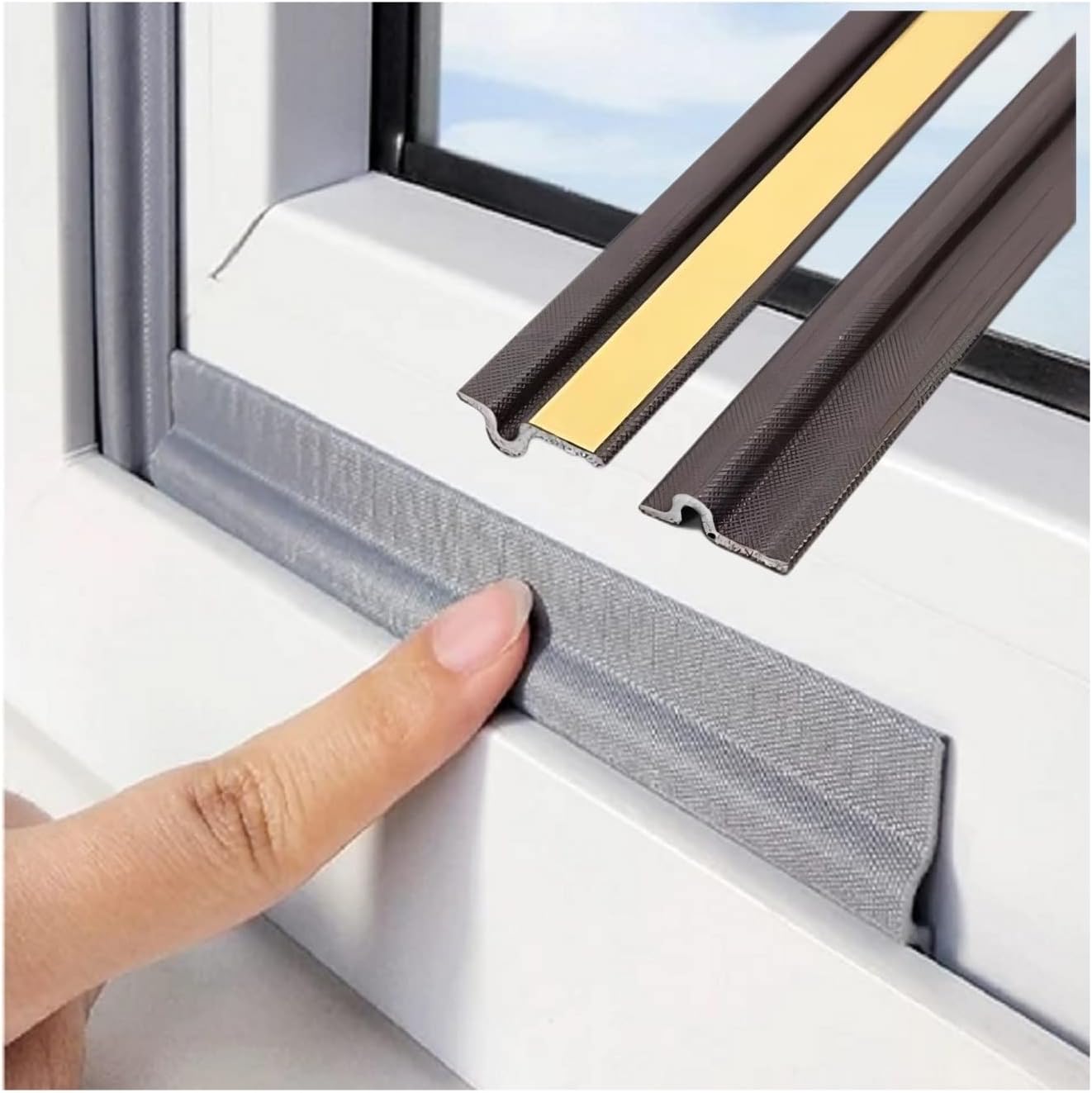 80IN Self Adhesive Window Gap Sealing Strip, Windproof Soundproof Weather Stripping Door Seal, PU Foam Sliding Door Bottom Seal Tape Guard Sealer Dust Stopper for Windows Doors Insulation (Gray)