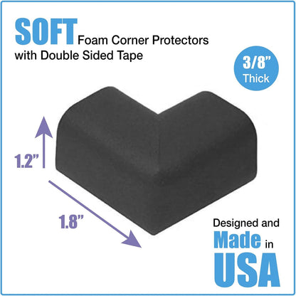 KidKusion 4-Piece Safety Corner Cushion, Black, Child Proofing Corner Guard, Made in USA, Child Safety, Home Furniture Safety Bumper, Baby Proof Table Protector, 4 Count (Pack of 1)
