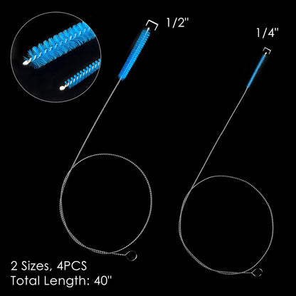 40 Inches Brush Cleaner for Cleaning Straw, Kegerator, Feeding Tube, Siphon Hose, Sunroof Drain, Refrigerator Drain, 4PCS (White)