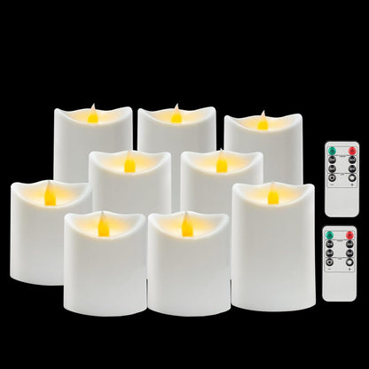 antizer Flameless Candles Led Candles Pack of 9 (H 4" 5" 6" 7" 8" 9" x D 2.2") Real Wax Battery Candles with Remote Timer for Home Fireplace Decor Wedding Festival Decor (Ivory 9 Pack)