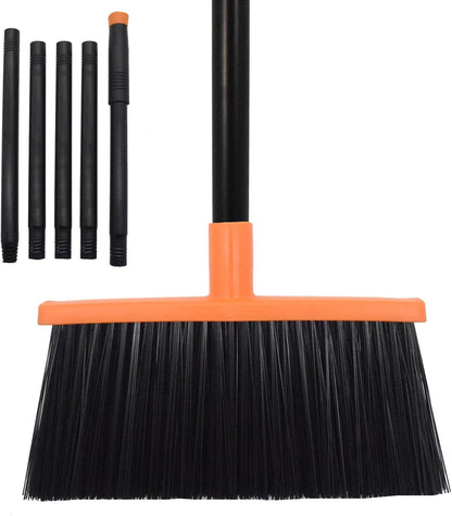 Heavy-Duty Adjustable Angle Broom with 56" Steel Handle - Ideal for Home, Garage, Kitchen, Bathroom, Office, and Outdoor Use - Durable & Efficient Cleaning Tool for Hard Floors (Red)