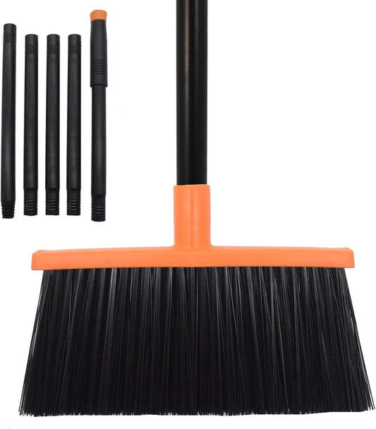 Heavy-Duty Adjustable Angle Broom with 56" Steel Handle - Ideal for Home, Garage, Kitchen, Bathroom, Office, and Outdoor Use - Durable & Efficient Cleaning Tool for Hard Floors (Red)