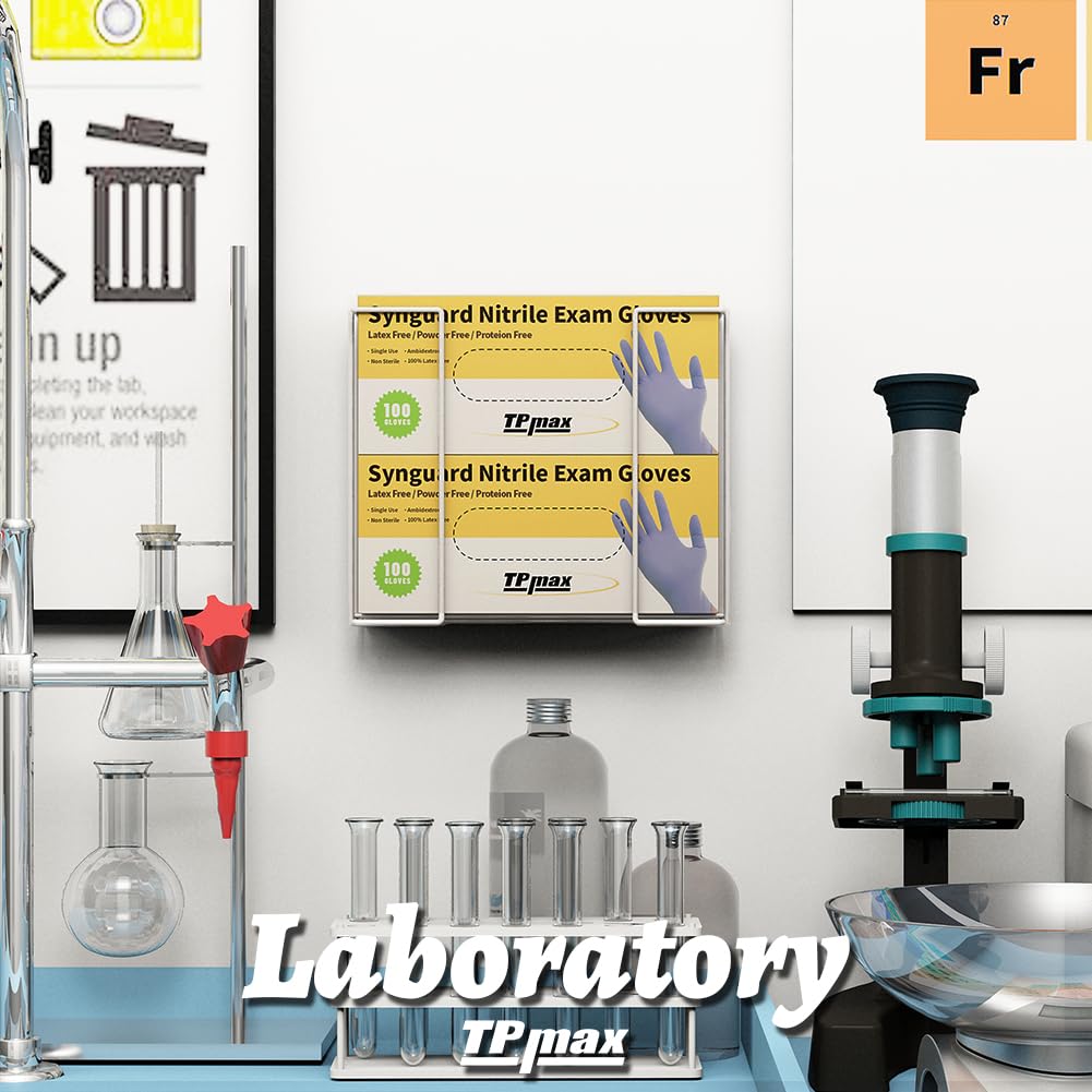 TPmax L Size Gloves Box Holder Glovesbox Wire Rack Dispenser for Gloves,Tissues Paper Towels Organizer - Mounting Accessories Included - Holds 1 Box - Perfect for Lab, Food Service and Home