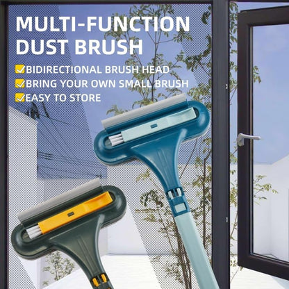 2-in-1 Window Screen Cleaning Brush, Double-Sided Mesh Screen Cleaner with Long Handle, High-Density Microfiber Dust Removal Brush for Window, Glass, Home and Car Interior (Green)