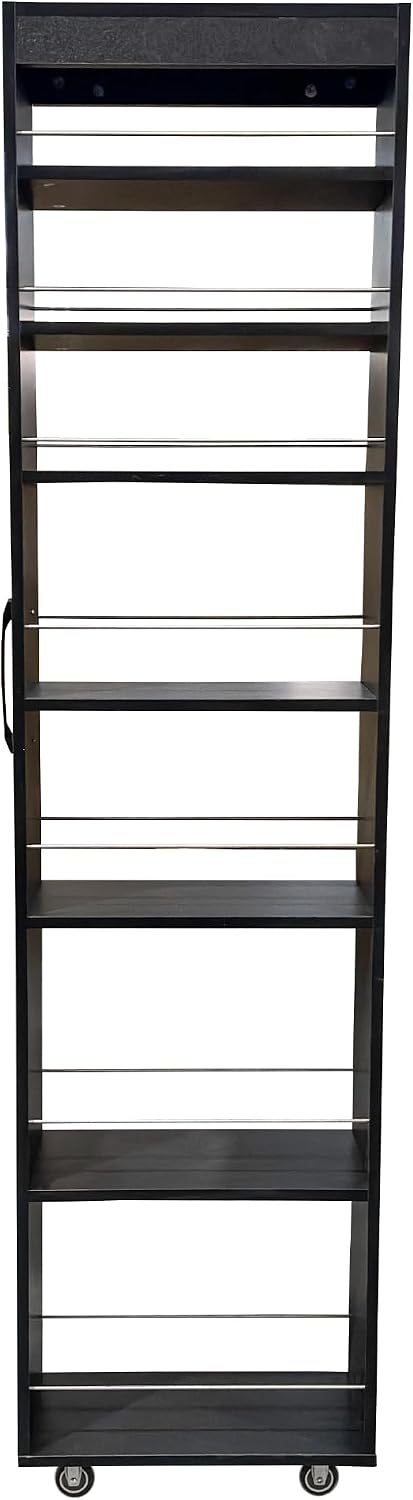 68'' Tall Narrow Storage Cabinet with Handle & Wheels, 7 Tier Pull-Out Kitchen Pantry Cart, Rolling Slim Freestanding Organizers Shelf Spice Rack for Small Spaces (White-Wheels, 7 Tier)