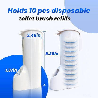 40 Disposable Toilet Brush Replacement Pads, Wall Mounted Toilet Holder Set Toilet Cleaning System Starter Kit, Toilet Stick Pads (White)