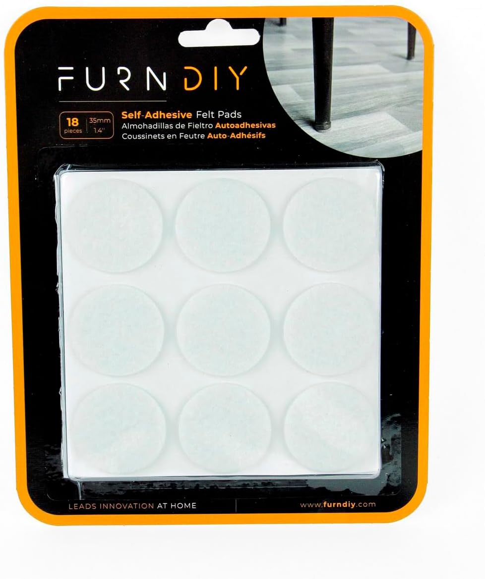 Furndiy Felt Furniture Pads for Hardwood Floors, Self-Adhesive Felt Pad for Chairs & Seat Legs, Easy Slide, Anti Scratch, Noise Stopper, Bumper & Buffer, Floor Protection - Based in USA - 0.8'' Black