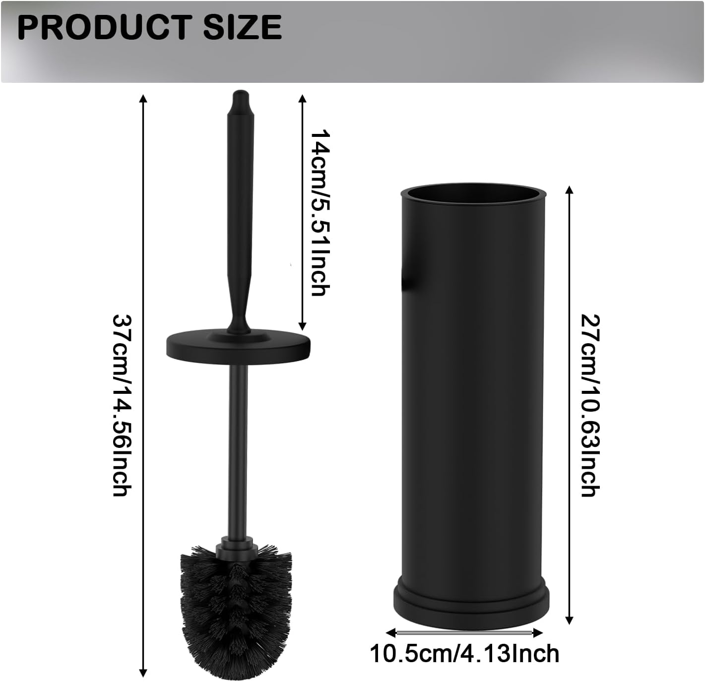 Stainless Steel Toilet Brush and Holder Set : Weighted Stable Base, Removable Inner Tube.Long Handle Toilet Bowl Brush Splash-Proof Design for Deep Cleaning & Space-Saving Storage,Nickel