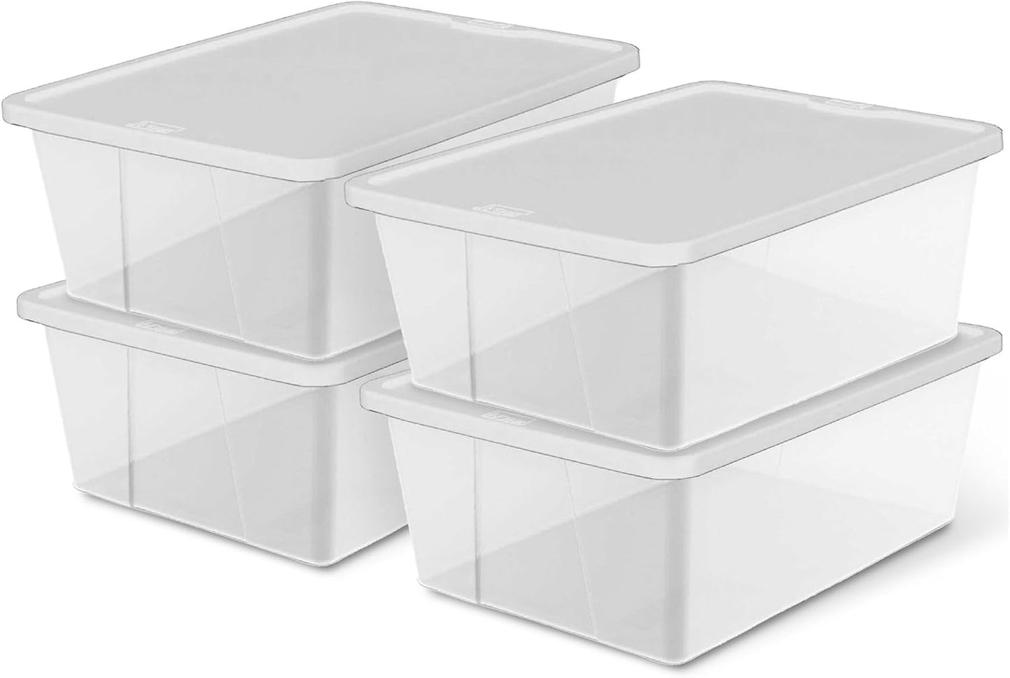 HOMZ 2-Pack Snaplock, Small Clear Plastic Storage Organizer Bins w/ Lids, 28 Quart, Gray - Stackable Container Boxes for Bedroom, Bathroom, Garage, and Office Organization