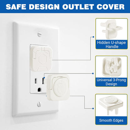 Outlet Covers Baby Proofing, 60 Pack Child Proof Plug Socket Covers Electric Plug Protectors Safety Caps with Hidden Pull Handle, for US 3-Prong, Classic