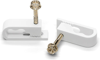 THE CIMPLE CO Dual Cable Clips with Screws - 1/2 Inch Coaxial Cable Clamps Outdoor - Exterior Cord Management for Coax, CAT Ethernet, Electrical Wire - Screw Clamps for Wires on Wall - 100 PCS, White