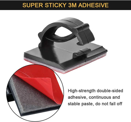 50PCS Self with 3M Adhesive Cable Clips Management Strong Wire Holders Cord Organizer Cable Clamp Sticky Desk Management for Office Home Car Tables PC Laptop TV Walls, Black