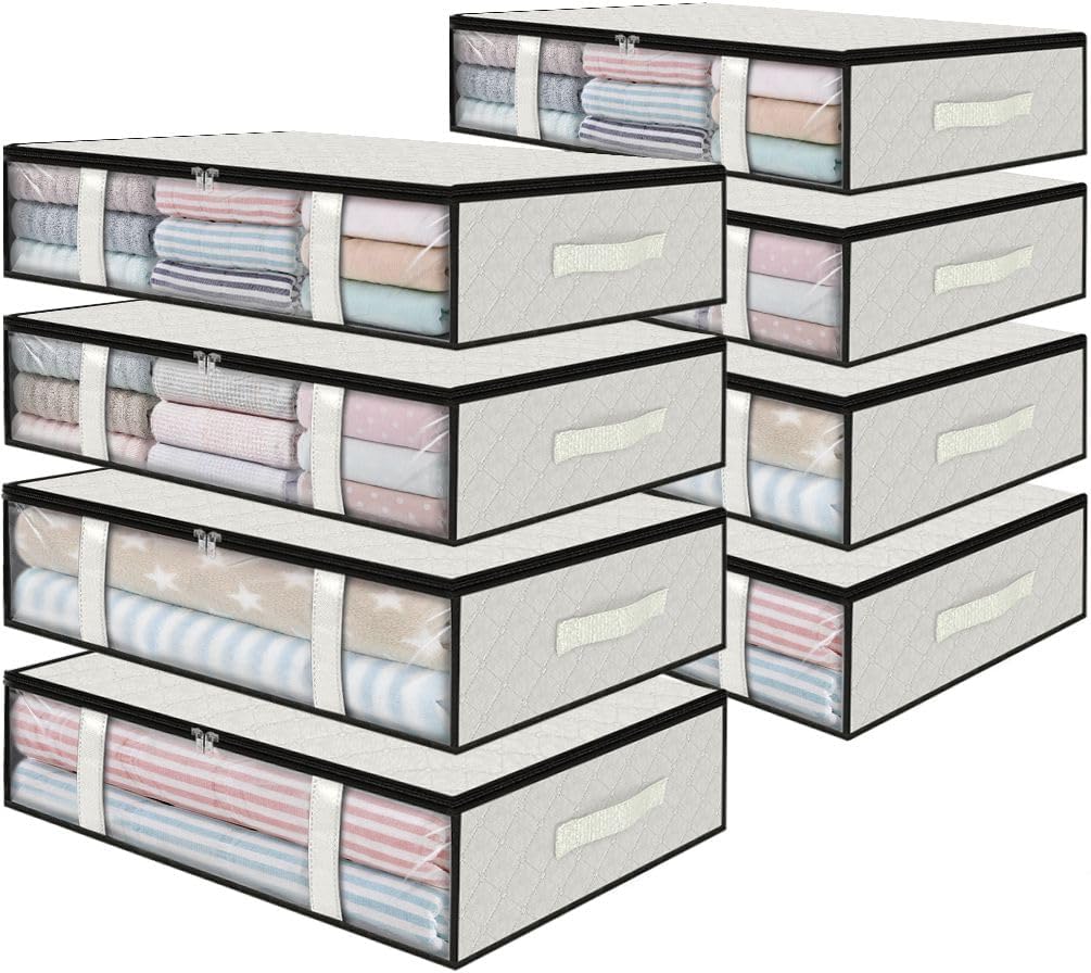 StorageRight Under Bed Storage Bags 3 Pack, 40L Large Clothes & Comforter Storage Containers with Clear Window, Breathable Fabric Organizer for Blankets, Bedding, Seasonal Clothing
