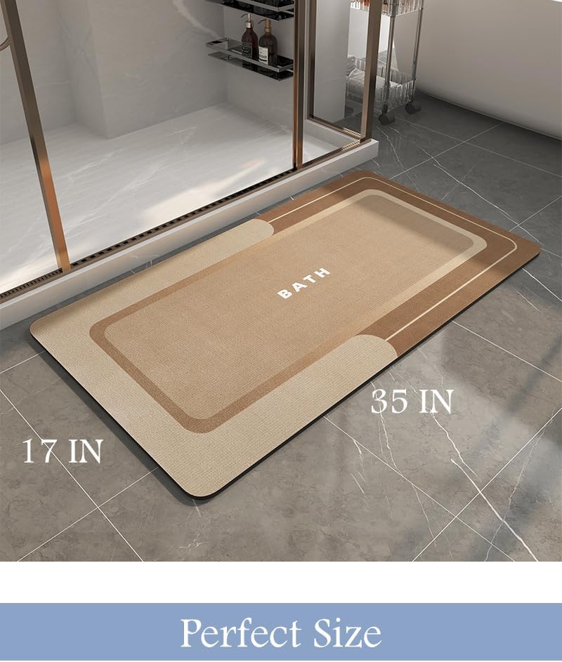 MontVoo-Bath Mat-Bathroom Mat Rug Non Slip Super Absorbent Stain Resistant Quick Dry Thin Bath Rug-Bath Mats for Bathroom Floor Bathtub Vanity-Bathmat Bath Rug Easy Care-17"x27" Grey