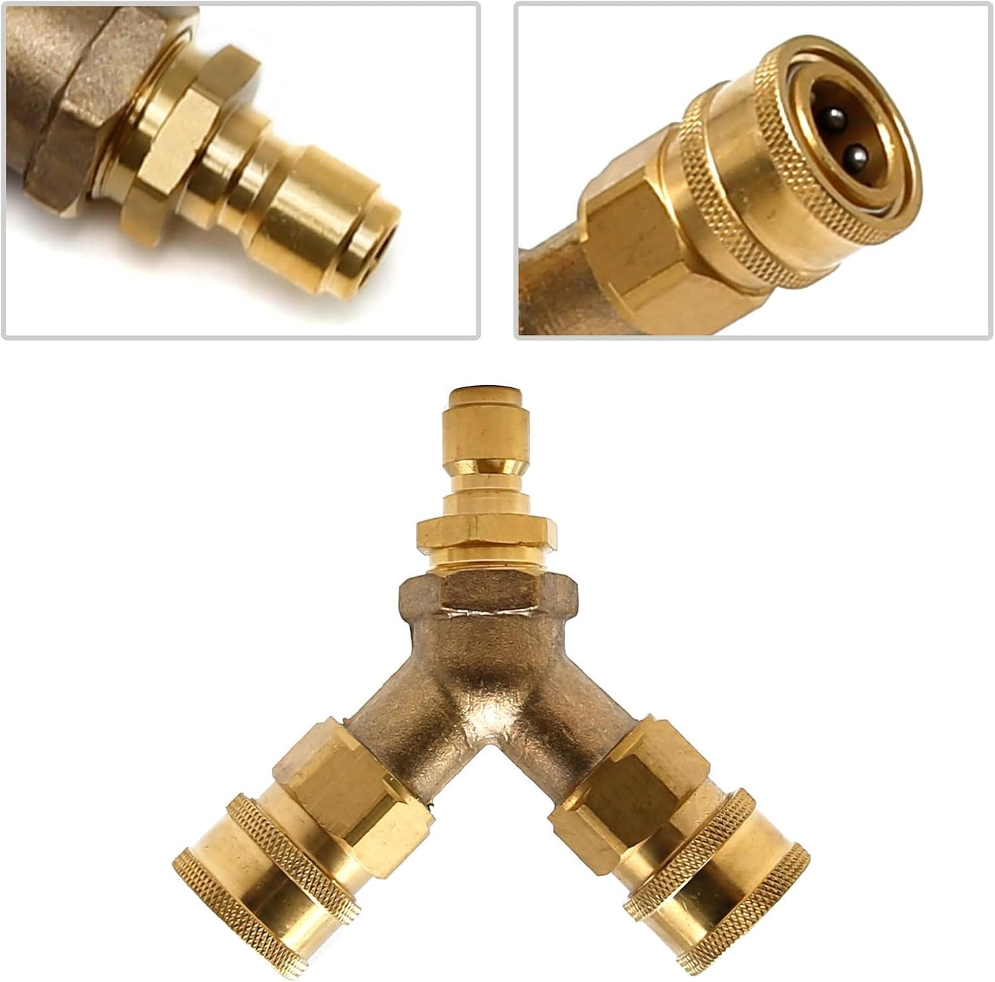 EATAKWARD Pressure Washer Tee, 3/8 Inch Fitting, Splitter Coupler, Quick Connect Two Gun to One Power Washer