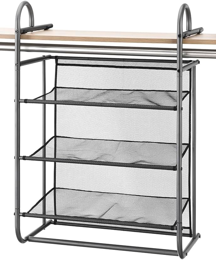Whitmor 5 Section Closet Organizer - Hanging Shelves with Sturdy Metal Frame, White
