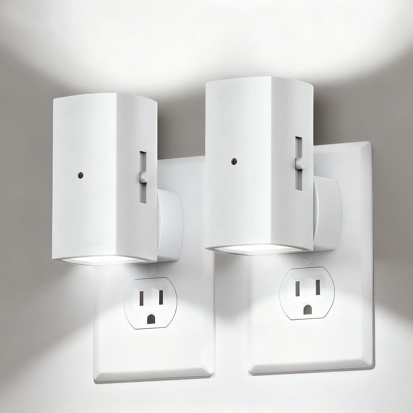 Brightown 2 Pack Night Lights Plug Into Wall, Modern Night Light with Rotating Plug, Dusk to Dawn Sensor, 0-100LM Stepless Dimming Nightlights, Home Decor for Hallway Bedroom Bathroom, Soft White