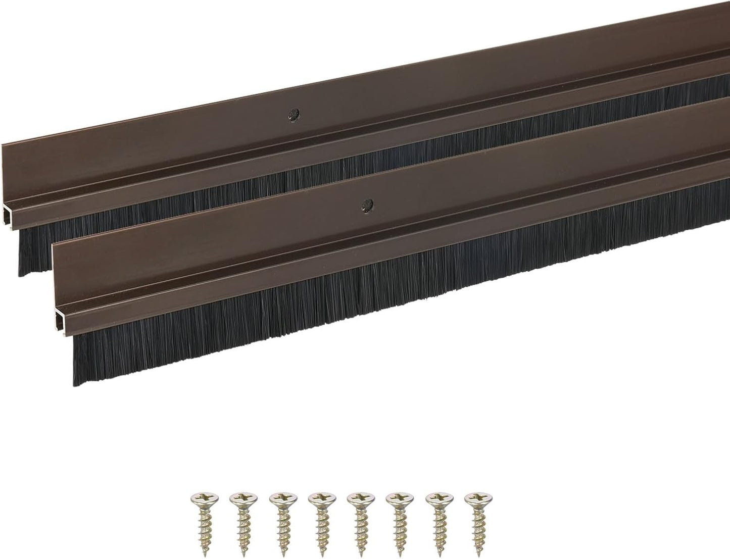 M METERXITY 2Pack Door Sweep - 39" Door Bottom Brush Heavy Duty Seal Draft Stopper Aluminum Base with 50mm Brush, Adhesive/Screw Installation for Interior/Exterior/Garage/Sliding Doors, Black