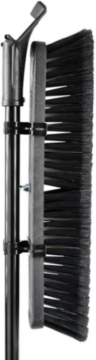 24-Inch Push Broom with 59" Metal Handle, Heavy-Duty Outdoor Broom with Stiff Flagged Bristles for Garage, Driveway & Patio