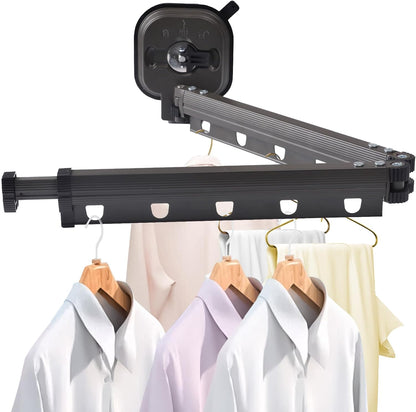 Clothes Drying Rack Wall Mounted, Laundry Drying Rack Collapsible 360° Space Saving Laundry Hanger Dryer Rack with a Suction Cup for Outdoor Indoor Balcony Bathroom (2-Fold)