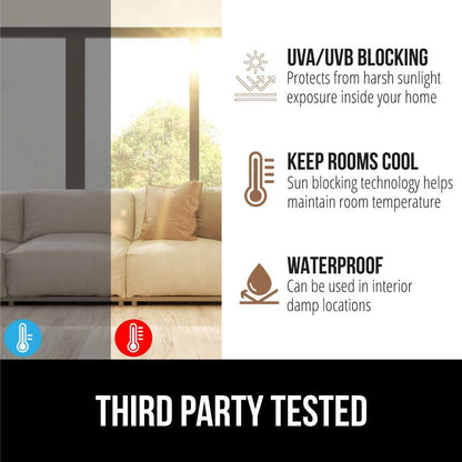 Gorilla Guard Window Privacy Film, Removable Two Way Sun Blocking, Reusable No Residue Stickers, Strong Static Clings to Glass Windows, Decorative Bathroom Door Coverings, 17.5 x 78.7 Inch, Frosted