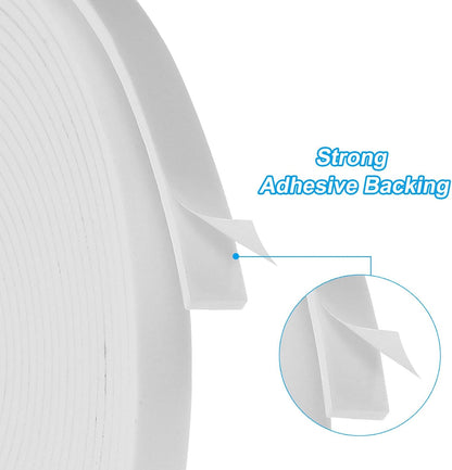 PATIKIL Weather Stripping Door Seal Strip, 3/8 Inch x 1/4 Inch x 32 Ft Self Adhesive Soundproof High Density Foam Tape Insulation for Door Window Air Conditioning, White - Colors A