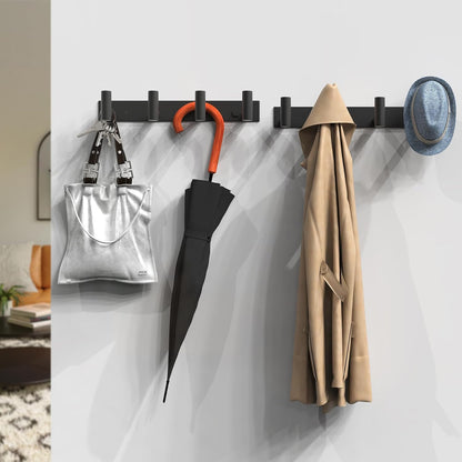 VAEHOLD Black Hat and Coat Wall Mount Rack - 3 Hooks for Robes, Bags, Keys, and Towels - Bathroom Towel Hanger Organizer (1 Pack)