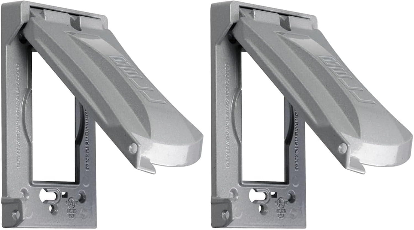 Hubbell Bell MX1050S Single-Gang Weatherproof Heavy Duty Universal Flip Cover, 2.87"W x 4.84"H, Gray Finish