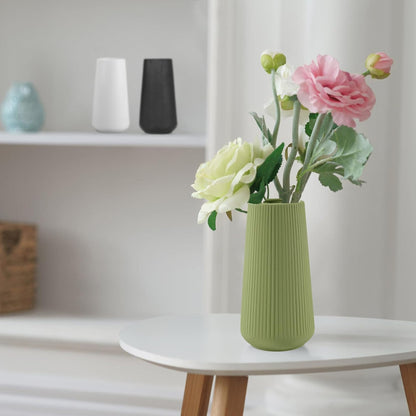 White Ceramic Vase, GUKJOB Small Cute Flower Vase for Pampas Grass, Home, Living Room, Dining Table, Farmhouse, Office Decor, Bedroom, Table, and Kitchen Shelf (White- 2PCS)