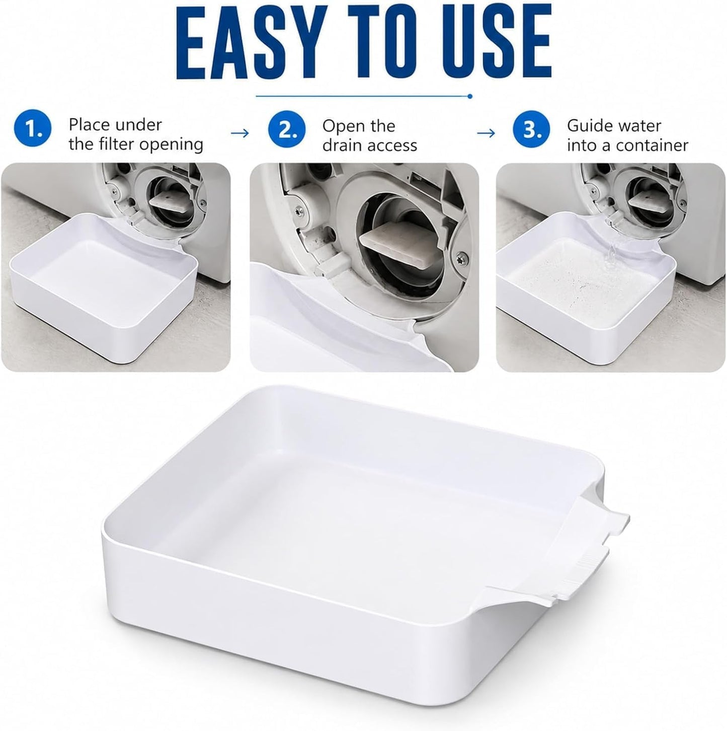 Universal Front-Load Washing Machine Drain Pan, Washer Drain Pan, Washing Machine Drainage Tray, Washing Machine Drain Funnel Tray for Basements, Apartments, Mobile Homes, Garages and Rentals (1PC)