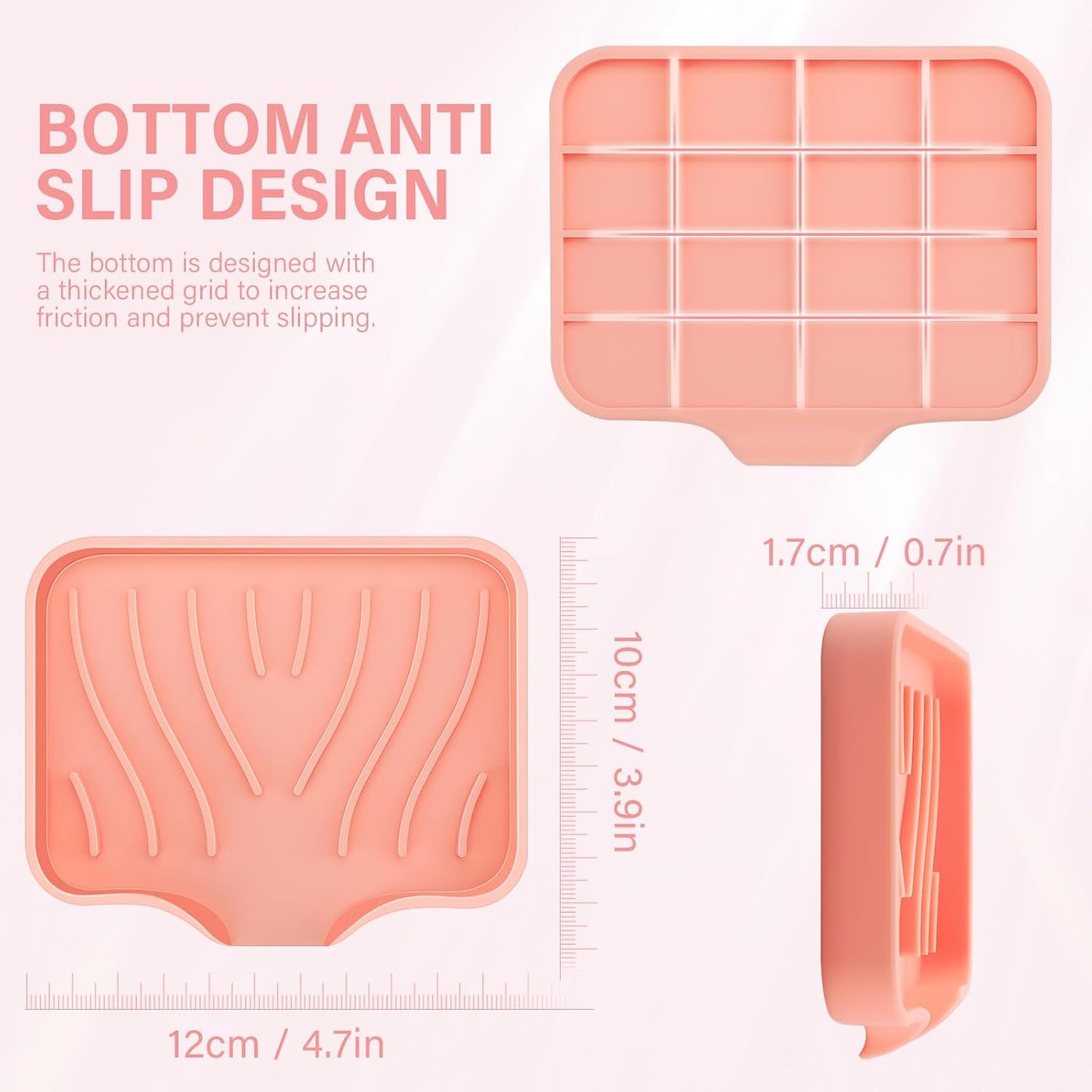 2PCS Self Draining Soap Holder,Spofit Silicone Soap Dish, Suitable for for Kitchen, Bathroom, Shower, Bath Tub,Soap Container (White)