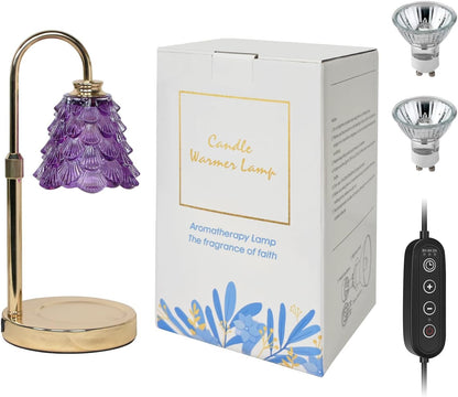 Fragrance Candle Warmer Lamp with 2 Bulbs Electric Candle Warmer with Timer & Dimmer for Home Decor