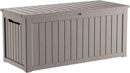 320 Gallon Outdoor Storage Box, Extra Large Waterproof Resin Deck Box with Lockable Lid Storage Bin for Patio Furniture Cushion, Garden Tools, Pool Accessories, UV-Resistant Outside, Black
