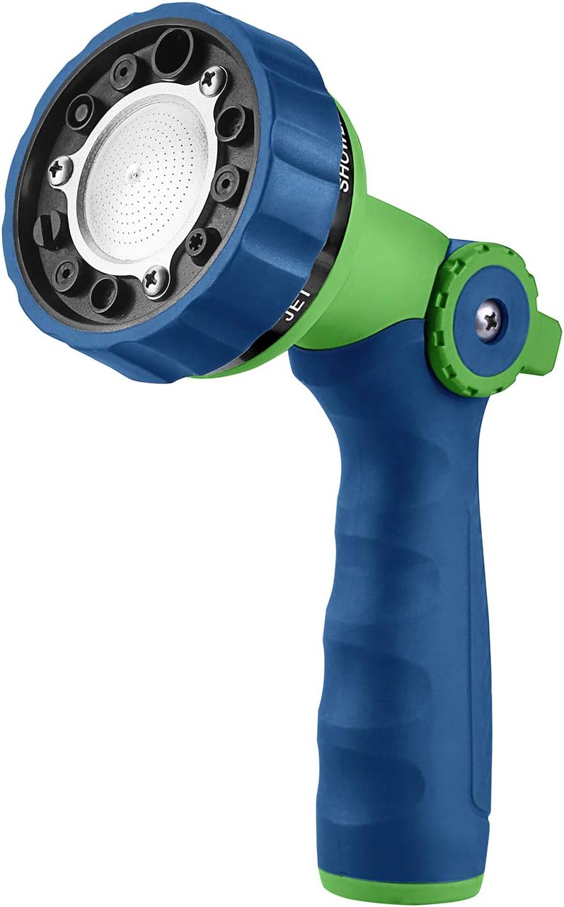 GREEN MOUNT Garden Hose Nozzle, Water Hose Spray Nozzle with Thumb Control On Off Valve for Easy Water Flow Control, Black-grey