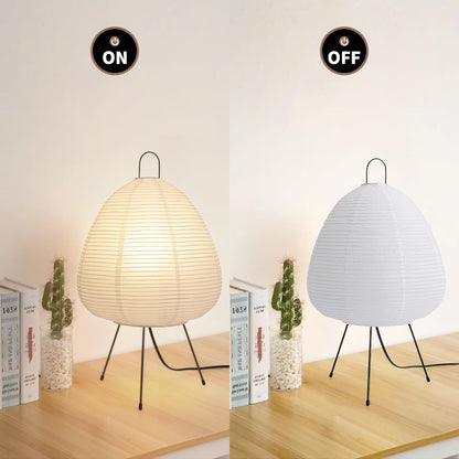 Japanese Paper Lamp,Noguchi Style Table Light,Japanese Decor Rice Paper Lantern Lamp,Handmade Akari Floor Light,White Cozy Japandi Style LAMP for Living Room,Bedside(Noguchi desklamp)