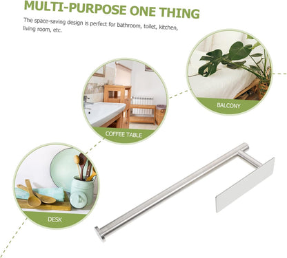 Mobestech Nail-Free Wall-Mounted Stainless Steel Towel Rack for Kitchen 1-Piece Cleaning Cloth Holder Space-Saving Organizer for Home Use