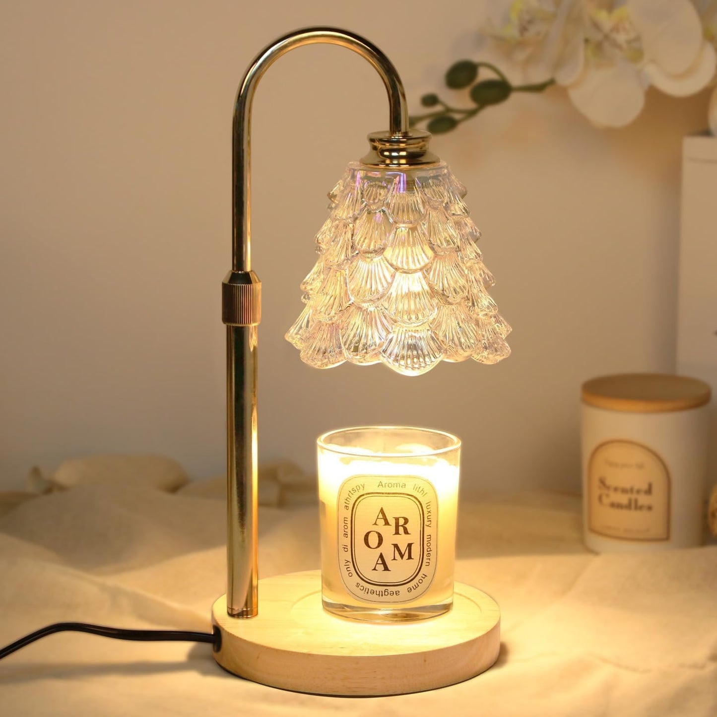Fragrance Candle Warmer Lamp with 2 Bulbs Electric Candle Warmer with Timer & Dimmer for Home Decor
