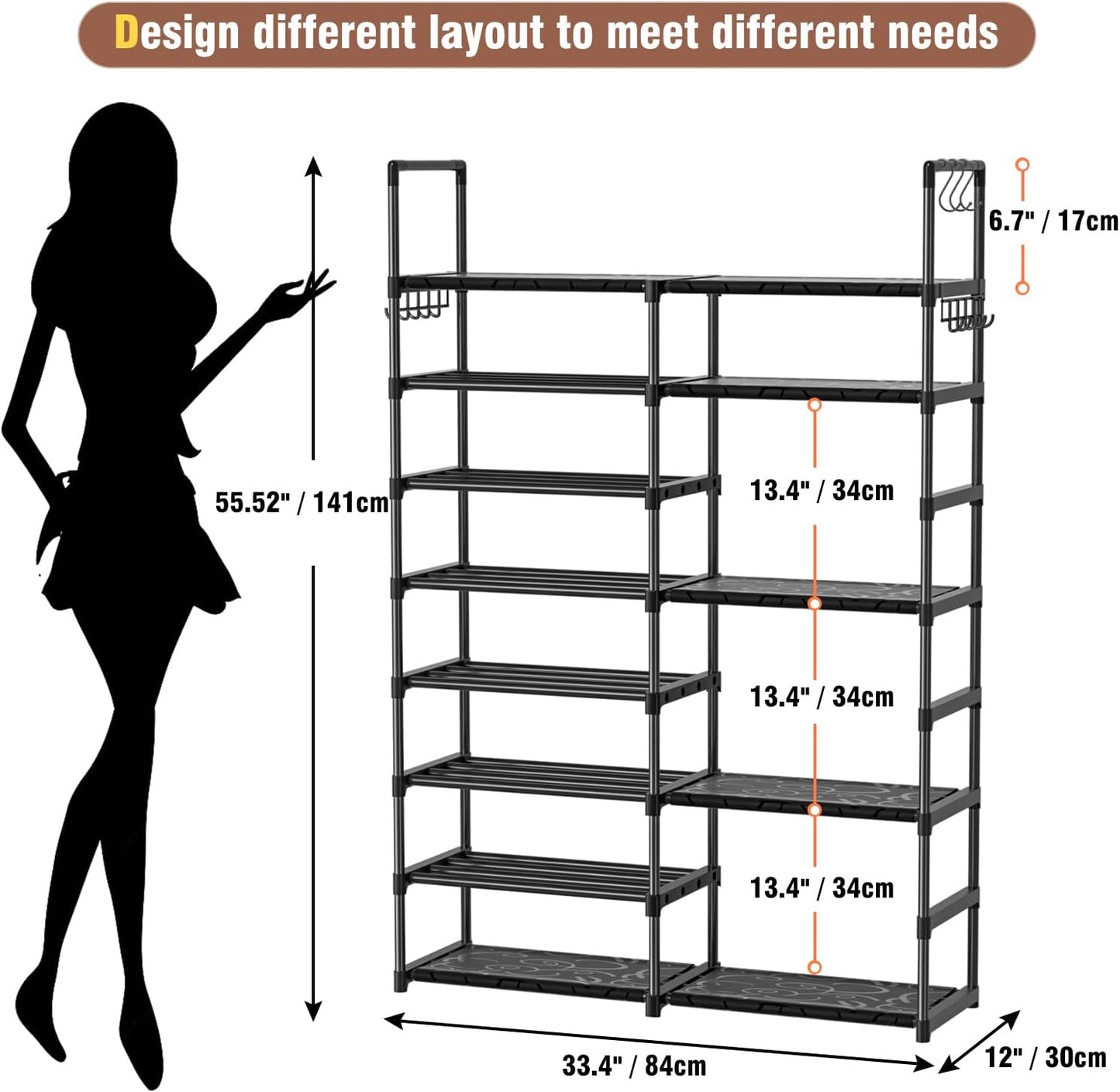 OYREL Sturdy Metal Organizer for Narrow Closets, Shoe Shelf Stand