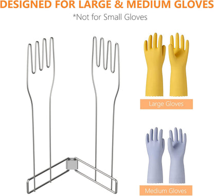 KORRTFID Kitchen Glove Holder,Stainless Steel Glove Rack,Kitchen Vertical Glove Support Multi-Purpose Glove Drain Rack,Collapsible Glove Drying Stand,Rubber Glove Drying Rack,Mitten Rack(Large)