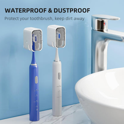 Travel Toothbrush Cover 2PCS,【Innovative Band Design】 Stay Closed Electric Toothbrush Covers Caps, Toothbrush Head Cover for Travel, Camping,Bathroom, Business