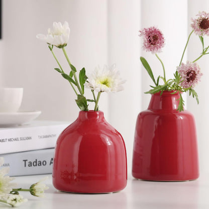 hjn Small White Vase Set of 3 for Modern Home Decor,Ceramic Vases for Centerpieces Flower Vases for Living Room Wedding/Dinner Table/Party -White