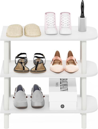 Furinno FANO Shoe Rack, 24-Inch Width 2-Tier Shoe Organizer, Stackable Shoes Storage, 11.7 x 24.2 x 11.7, for Closet Entryway, Office, Garage, Amber Pine