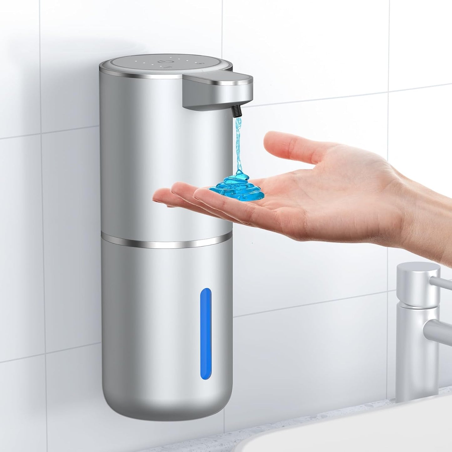 Fantictas Automatic Foaming Soap Dispenser Foaming Hand Sanitizer Touchless 1500mAh Soap Dispenser Rechargeable with Sensor for Bathroom Kitchen 13.5oz/380ml