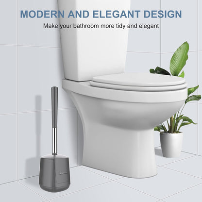 SetSail Toilet Brush and Holder, Self Closing Lid Toilet Bowl Brushes Holder and Extra Long Handle Ventilated Toilet Brush Set for Bathroom Cleaning, Nylon Bristles, Black